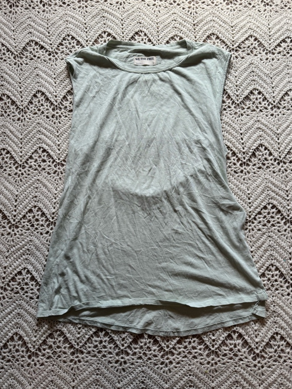 We The Free Women's Sage Green Muscle Tank Open Back Side Slit Boho Summer